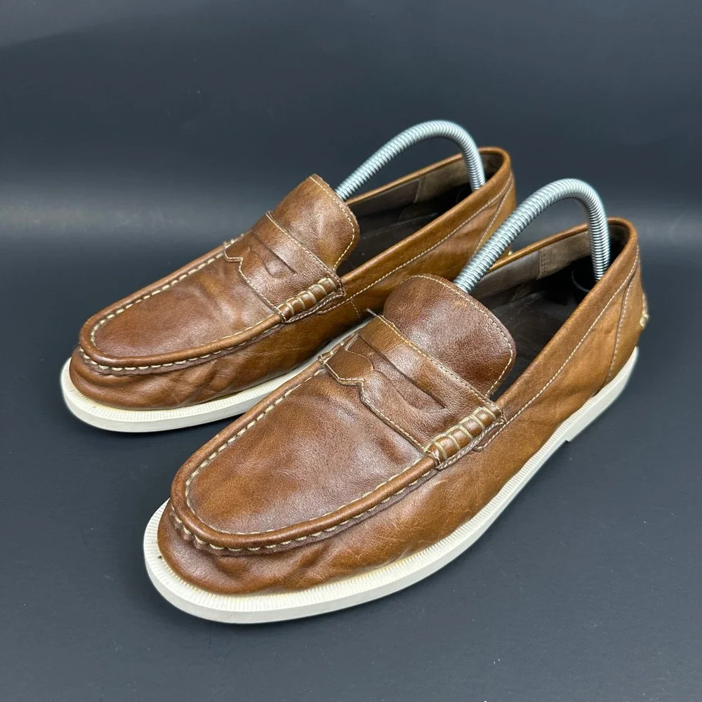 Cole Haan Yacht Club Brown Leather Penny Loafers Nike Air Mens 9M Slip On Shoes